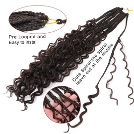 Boho Goddess Braids Crochet Hair for Black Women 22 Inch 8 Packs Bohemian Crochet Braids Hair Extensions with Curly Ends Boho Box Braids Crochet (4#, 22 Inch (Pack of 8))