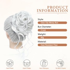 Messy Bun Hair Piece, Wavy Claw Clip Hair Bun Extension, Messy Buns Hairs Pieces for Women, Soft Synthetic Fake Buns Tousled Updo for Thin or Short Hairs (4502#)
