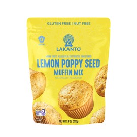 Lakanto Sugar Free Lemon Poppy Seed Muffin Mix - Sweetened with Monk Fruit Allulose Erythritol, Gluten Free, Nut Free, Fluffy, Great Tasting - Lemon Poppy Seed