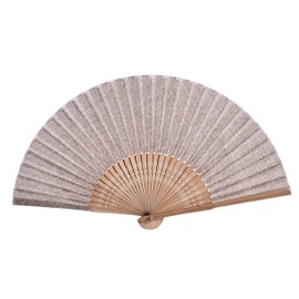 Salutto Hand Fan with Beautiful Fabric Printed (Coffee)