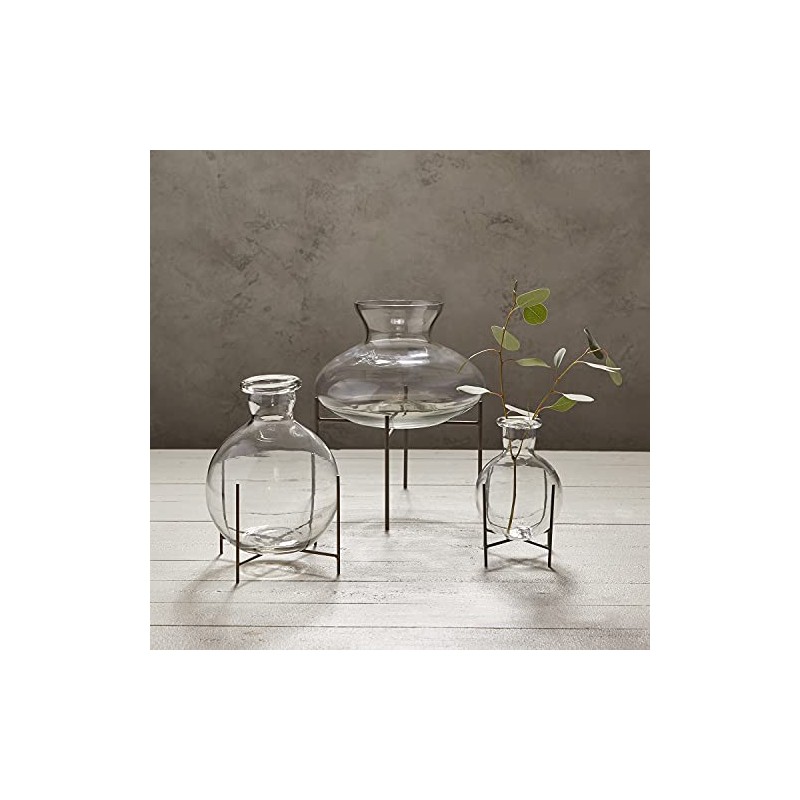 47th & Main Glass Decorative Bud Vase in Holder, 8.25"