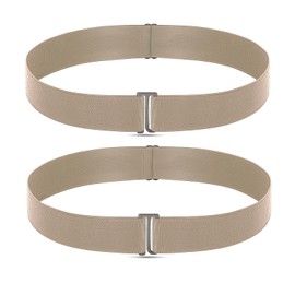 Upgesy Two Packs Khaki Elastic Belts, No Show Invisible Belts for Women Men, Elastic Web Strap Waist Stretch Belt with Flat Buckle