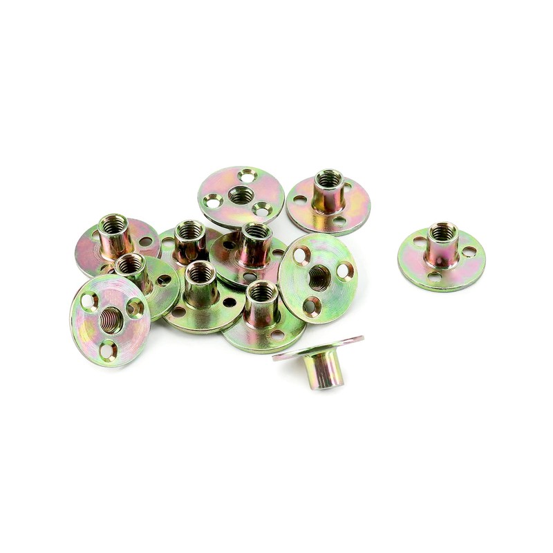 QWORK 3/8"-16 Iron Plate Nut, 12-Piece Set T-nut with Round