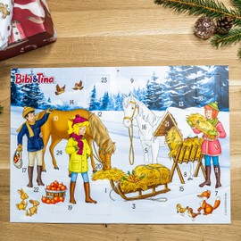 Papierdrachen Advent Calendar with Children's Tattoos to Stick on from Germany - Tattoos with Bibi & Tina and Other Child-friendly Designs - Christmas Calendar for Children - Vegan - Bibi & Tina Set 4