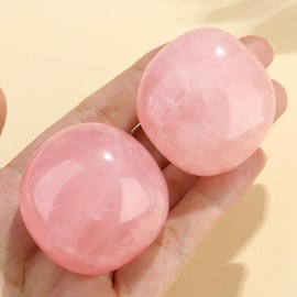 AWARDSEN Rose Quartz Crystal Healing Crystals 1.57-2.0" Large Polished Stones 0.98" Thick Natural Reiki Protection Crystal Spiritual Witchcraft Meditation Stone Energy Balancing Anxiety Crystal