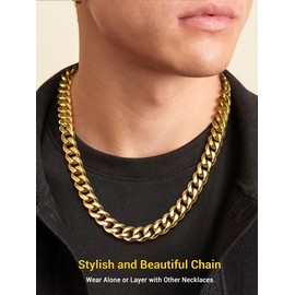 Gold Cuban Link Chain Necklace Hip Hop Chain 18K Real Gold Plated Jewelry Women Men Miami Chunky Chain Necklace