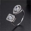 ZARD Pear and Emerald Cut Cubic Zirconia Open Ring in
