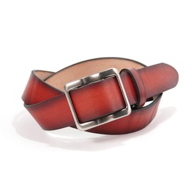 Vermani Stepless Tochigi Leather Belt with Graduated Color Buckle, red
