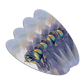 Horse Running Painting Cool Colors Double-Sided Oval Nail File Emery Board Set 4 Pack
