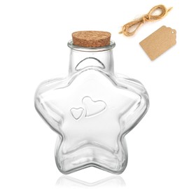 WHJY 29oz Star Shaped Glass Jar with Cork Lid for Home Decor and DIY Craft