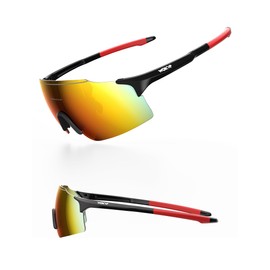 WGKVP Off-Road Sunglasses Tactical, Military Impact Resistance & UV400 Protection Sports Glasses for Dirt Bike Men and Women(Orange Red)