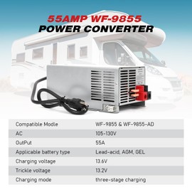 WF-9855,55 Amp RV Power Converter for Lead-Acid Battery,Compatible with WF-9855,WF-9855-AD,WF-9855-AD-CB&Other WF-9800 Series Power Converter