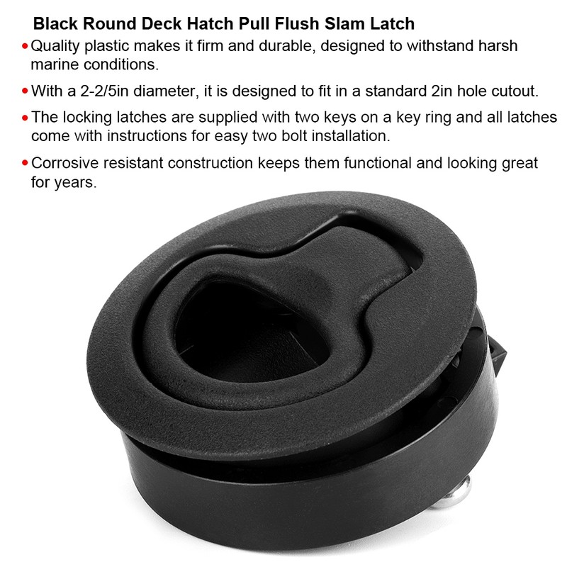 Black Round Flush Slam Latch Deck Hatch Pull Practical Boat