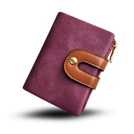 YOTOO TOPKULL Womens Wallets Bifold Leather Small Wallets for Women Mini Rfid Thin Billfolds Ladies Wallets Slim Compact with Zipper Coin Pocket (purple)