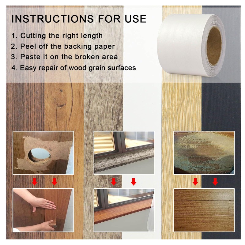 BOMEI PACK Wood Grain Repair Tape,Self Adhesive Repair Patch for