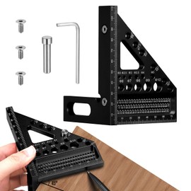 3D Speed Square Tools 22.5-90° Aluminum Alloy Combination Set Square Carpentry Metric Woodworking Angle Measurement Tool with 11 Different Drill Holes And Positioning Aid