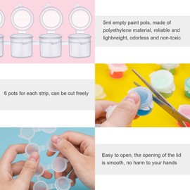 YGAOHF 36 Pcs Empty Paint Pots, Large empty Paint Pots with Lids, Easy Open Acrylic Paint Container Paint Strips for Kids Classroom School Painting Art Supplies