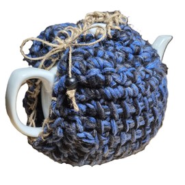 Teapot Cozy, Insulating Wool Cover - Natural Knit Tea Pot Cosy, Farmhouse Style, 4-6 Cup: Black