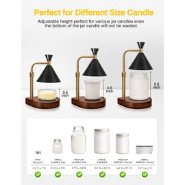 DORESshop Candle Warmer Lamp, Electric Candle Lamp with Timer (2H/4H/8H), Adjustable Height & Heat, Includes 2 Bulbs，for Birthday Gifts, Housewarming Gifts, New Home, for Mom