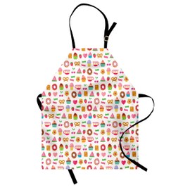 ABAKUHAUS Adjustable Cooking Apron, Pink, green, orange