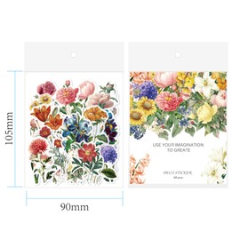 53-Piece Vintage Floral Washi Stickers – Retro Watercolor Aesthetic Botanical Flower Scrapbooking Stickers for Journals, Card Making, Decorative Art Crafts Projects