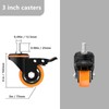 Caster Wheels 3 Inch Heavy Duty Stem Caster 1/2"-13 x