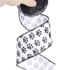 YASEO Dog Paw Print Wired Edge Ribbon, White and Black