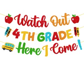 Watch out 4th Grade Here I Come Banner Hello 4th Grade Decoration First Day of 4th Grade Decor Welcome to 4th Grade Backdrop Back to School Bulletin Board Decor