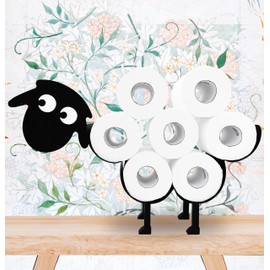 Cute Sheep Animal Paper Holders,Black Metal Toilet Tissue Holder,Decorative Metal Paper Holder,Toilet Paper Storage for Bathrooms,FreeStanding Metal Toilet Paper Organizer Hold Extra 8 Rolls