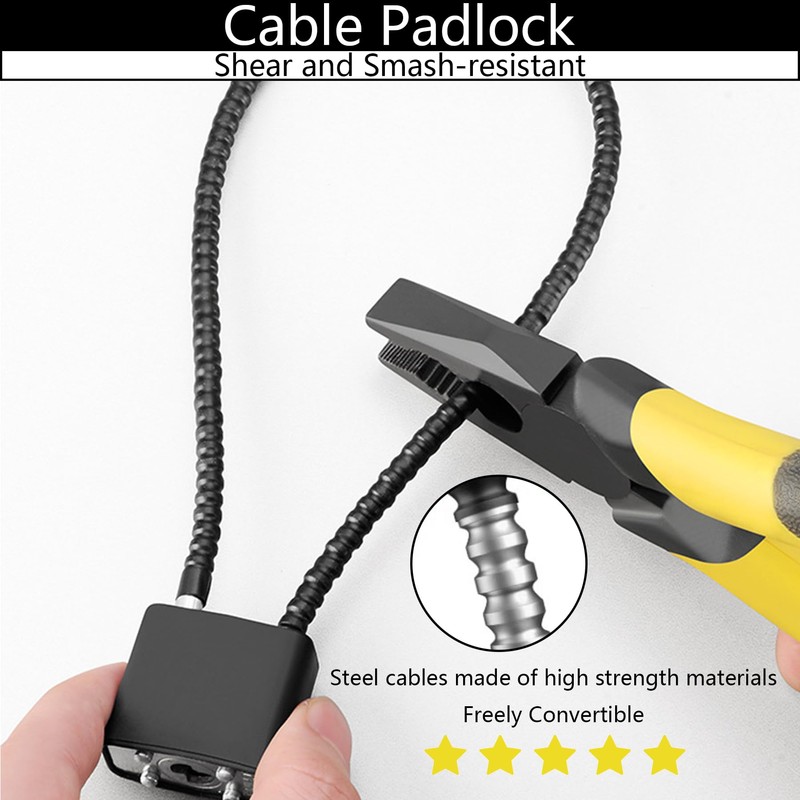 4 Pack Cable Padlock with Keys Alike,(1.3''/33mm) Wide Lock Body