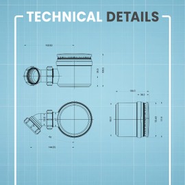 CranPlas Black Shower Trap | 90MM High-Flow Shower Waste Trap | Universal Fit, Leak-Tested, Easy Installation for DIY & Pro Use