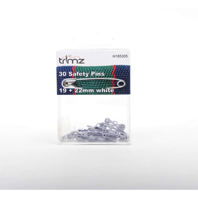 Trimz Safety Pins, White, 19mm-22mm