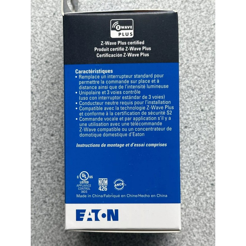 Eaton NEW EATON RF9601DSG Z-Wave Plus Wireless Switch, Silver Granite,
