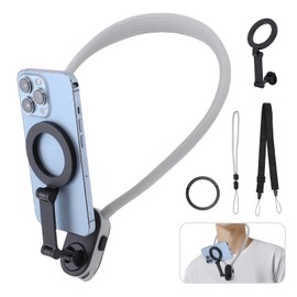 Gugxiom Soporte Magnético para el Cuello para Teléfonos, Conector para cámara Deportiva incluida, Soporte para teléfono Celular POV/Vlog para Selfie, para 14 13 Pro MAX, y