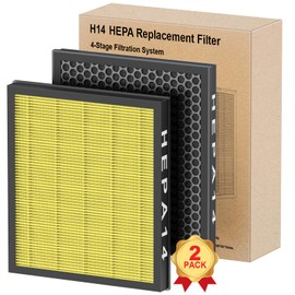 AIRJOWSET Air Purifier H14 Fliter Replacement 2 Pack Compatible AP307/AP407 Air Purifiers, 4-in-1 H14 Grade True HEPA High-Efficiency Activated Carbon for Dust, Pet Dander, Smoke, Pollen(Pet Filter)