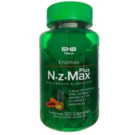 5H8 Nutrition NZ MAX PLUS  120 Capsulas  Enzimas Digestivas  Enzimas Vegetales de Papaya, Pia, Papana y Bromelina  Salud Digestiva  Suplemento...     