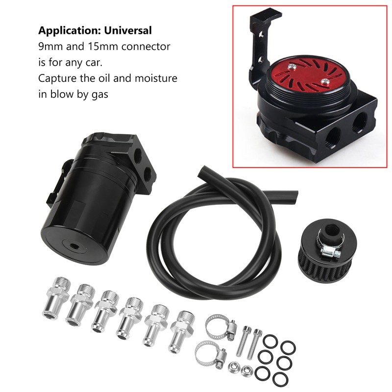 Car Oil Catch Can Internal Baffle Dual Chamber Filter Aluminium