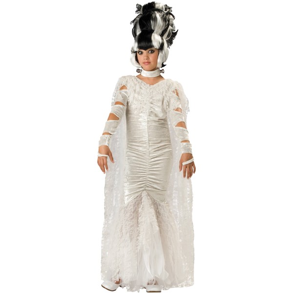 In Character Costumes, LLC Girls 7-16 Monster's Bride Full Length Gown Set, White, Large