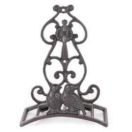 Sungmor Vintage Cast Iron Garden Hose Holder - Small Decorative Wall Mount Hose Hanger with Birds & Scroll, Heavy Duty Outdoor Storage Hook for Yard, Garden, or Patio - Rustic Bronze Finish