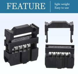 QUARKZMAN 10 Position Female IDC Socket x 10 Pieces Flat Ribbon Cable Connector FC-10P for Circuit Boards, Black