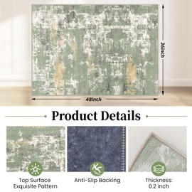 Office Chair Mat for Hardwood Floor & Tile Floor,36"X 48" Heavy Duty Desk Chair Mat for Hard Floors, Under Desk Rug for Rolling Computer Chair,Anti Slip,Low Pile Carpet Floor Protector-Abstract Green