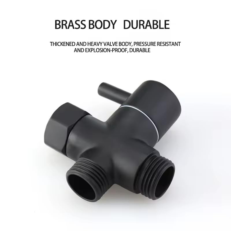 3-Way Solid Brass black Shower Arm Diverter Valve G1/2 Thread