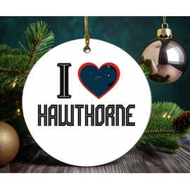 Christmas Ornament Hawthorne Florida Ornament Tree Holiday Keepsake Unique Travel Souvenir Gift for Family Friends 3" White