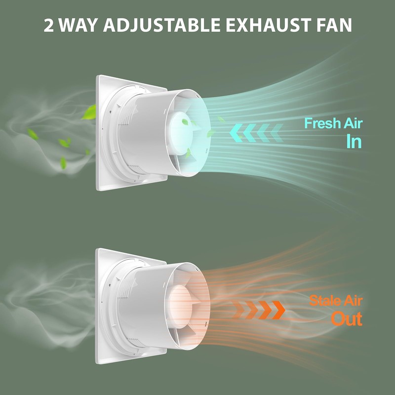 Bathroom Exhaust Fan 6 Inch Glass/Wall Mounted, Room Ventilation Fan