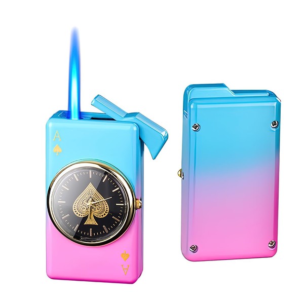 Clock Dial Lighter,Novelty Lighter,Cool Lighter with Clock Dial Windproof Lighter,Blue