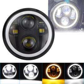 SHENKENUO Brightest 5-3/4" 5.75" inch LED Projector Headlight DRL for Motorcycle Motor