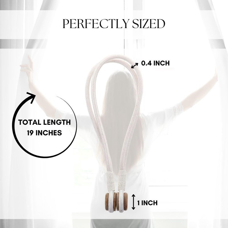 White Magnetic Curtain Tieback – Double Braided Cord with Wooden