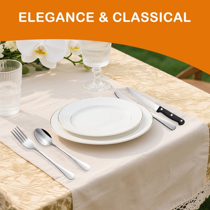 49 Piece Silverware Set with Organizer - Utensil Sets Stainless