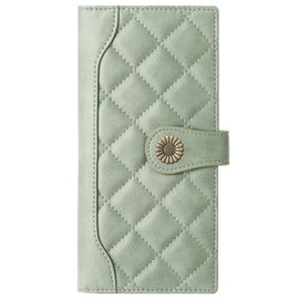 FALAN MULE Women's Purse, Large Capacity Leather Women's Purse Zip Clutch with RFID Blocking and Multiple, light green, Minimalist