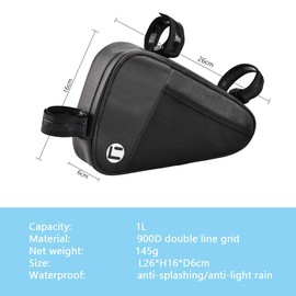 CCKOLE Bicycle Frame Bag Waterproof Bicycle Bag Frame Triangle Bag Tear-Resistant Bicycle Bag Top Tube Bag MTB Road Bike Bag 1L Triangle Bag